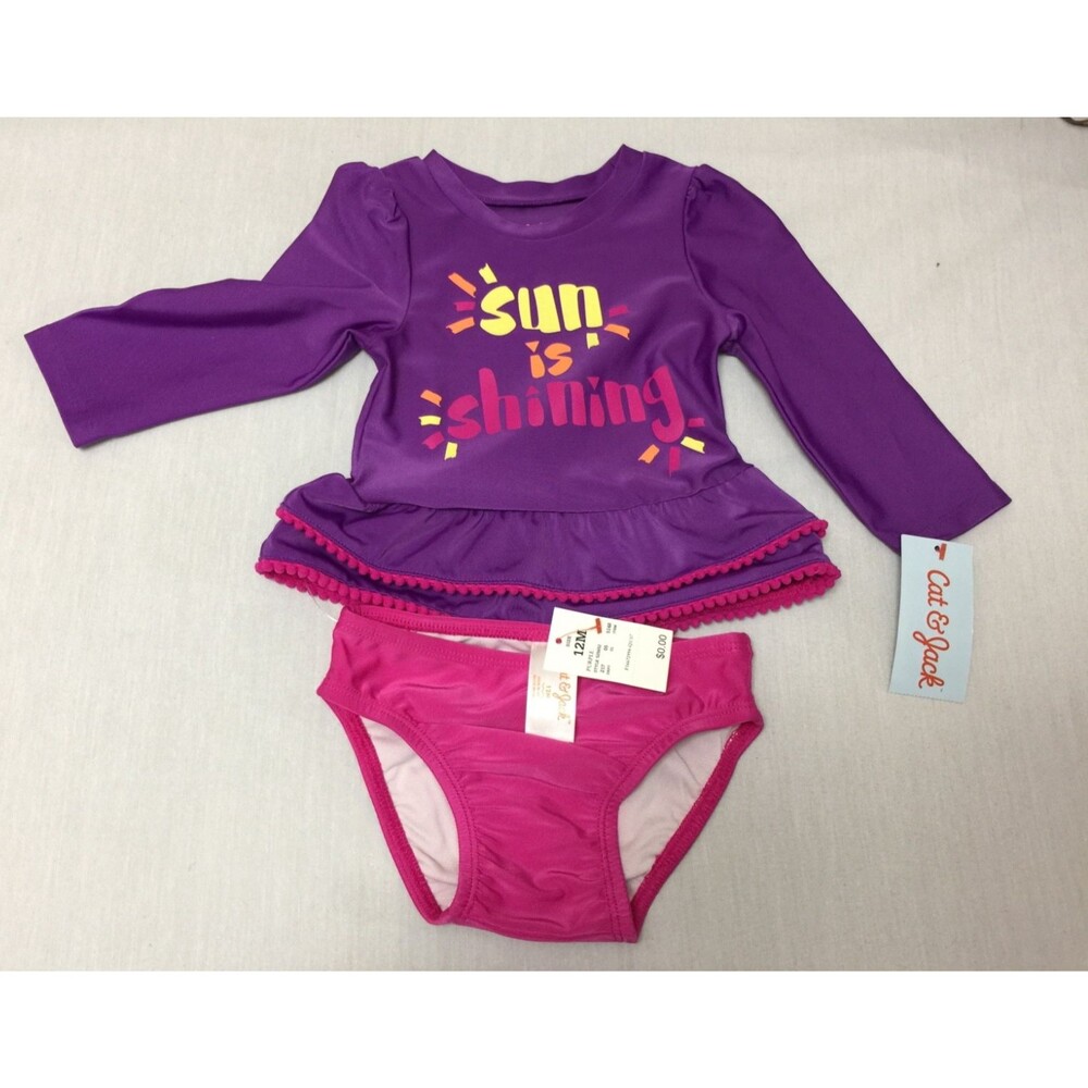 NWT CAT JACK GIRLS SWIM SUIT 2 PIECE SIZE 12 MONTHS
